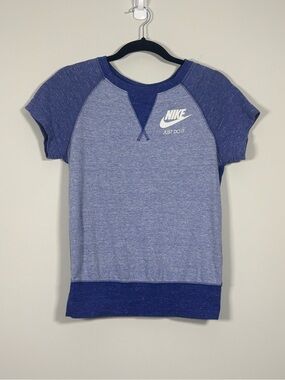 Nike Gym Vintage Short Sleeve Sweatshirt Blue Raglan Tee XS
